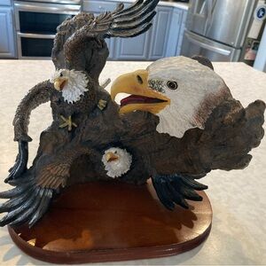 Majestic Eagle Sculpture in Brown and White